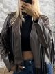 Fringe Leather Jacket-12863/Chocolat