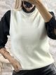 Sleeveless Knitted Pearls Top/Vanilla