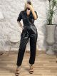 Eco Leather Belt Jumpsuit/Black
