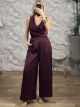 Satin Drape Pants Set/Burgundy