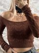 Cropped Braids Sweater/Chocolat