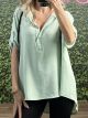 Hooded Blouse-Shirt Shorter Sleeves/Light Mint