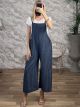 Cotton Stripes Overalls Set-97835/Navy Blue