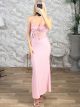 Corset C-Through Sequin Maxi Dress-6392/Pink
