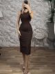 GLOW CutOut Elastic Midi Dress/Chocolat
