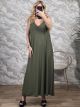 Rip Elastic Maxi Dress-2775/Khaki