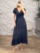 Viscose ShortSleeve Maxi Dress-25385/Black
