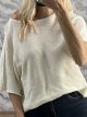 Knitted ShortSleeve Top-4112/Ecru