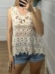 Cotton Knitted Asymmetrical Top/Beige