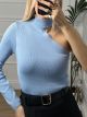 No-Shoulder Knitted Top/L.Blue