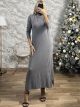 Knitted Maxi Dress-1158/Grey