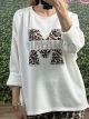 Strass & Leopard Print Sweatshirt/White