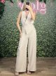 Vest BeltBuckle Jumpsuit/Beige