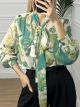 Floral Lurex Shirt/Green