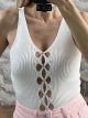 Knitted Strass&Pearls Top-0511/White