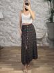 Viscose LittleFloral Button Maxi Skirt-20156/Black