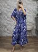 Silk GoldPrint Maxi Dress-4362/Royal Blue