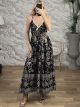 Boho Viscose GoldPrint Maxi Dress-2650/Black