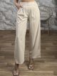 Highwaist TwoButtons Pants-5952/Ecru