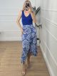 Midi Wrap Skirt/Blue&White