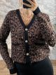 Leopard Cropped Cardigan/Dark Coffee