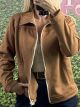 Suede Zipper Jacket/Camel