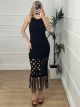 T-Knitted Fringe Dress/Black