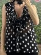 Ruffle Polka Dots Top/Black