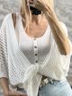 Crop Knitted Kimono-Cardigan/White