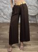 Highwaist Viscose Belt Pants-63183/Chocolat