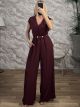 Viscose StoneWaist Jumpsuit-70317/Burgundy