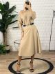 Leather Chain Belt Skirt/Camel