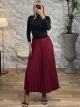 Oversized Pleated Skirt/Burgundy