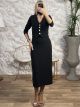 Elastic Vest Buttons Dress/Black