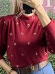 Knitted Gold Strass Top/Burgundy