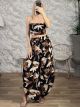 GLOW Floral Top&Pants Set/Black