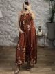 Satin Sleeveless Floral Maxi Dress-152662/Ecai