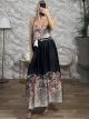 Satin Floral Belt Maxi Dress/Black