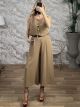 Zip Kilot Necklace&Belt Set-25337/Beige