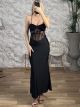 Corset C-Through Sequin Maxi Dress-6392/Black