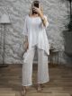 Viscose & Lines Asym Set-6239/White