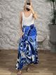 Satin Wrap Maxi Skirt/Blue&Ciel