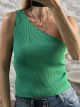 Knitted Waves OneShoulder Top/Green