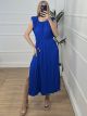 Pleated Pads Dress/Royal Blue