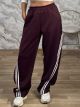 Diagonal Stripe Pants-1248/Burgundy