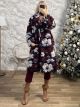 Floral Textured Coat/Burgundy
