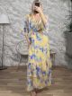 SilverThread Ruffled Maxi Dress-5939/Yellow