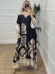 Oversized Pattern Satin Dress/Black