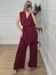 Wrapover Vest Set/Burgundy