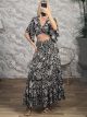 Silk Polymorphic Top&Skirt Set-555/Black